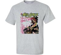 Red Sonja t-Shirt Conan The Barbarian Retro Comics Cotton Blend Tee Grey Manches Courtes(XX-Large)