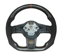 Red Stitching Strip Carbon Fiber Sports Steering Wheel Half Leather Assembly Compatible For VW Golf MK7 7.5 GTI GTD GTE(Red A)