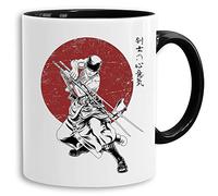 Red Sun Zoro Action - tasse à café Mug cadeau Son Ruffy Luffy Zoro Saitama One Dragon Master Goku Ball Vegeta Zoro Piece Db, Farbe2:Blanc