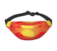 Red Sunrise Sac banane pour homme et femme - Sac banane à bandoulière pour partout - Sac banane avec sangle réglable - Sac de poitrine décontracté pour la randonnée en plein air - Noir - Taille