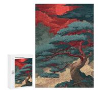 Red Sunset Pine Tree Art Print Puzzle 1000 Pièces Educa Jouet en Bois Cadeau Unique Décoration Intérieure Jeu Éducatif Challenge Toy Adultes Et Enfants À Partir De 14 Ans 300 PCS