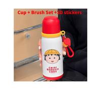 (Red)Tasse thermique Chibi Maruko Chan avec matériau en acier inoxydable et paille ados pour