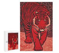 Red Tiger Art Print Puzzle 1000 Pièces Educa Jouet en Bois Cadeau Unique Décoration Intérieure Jeu Éducatif Challenge Toy Adultes Et Enfants À Partir De 14 Ans 1000 PCS