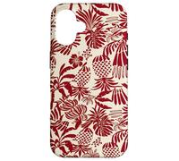 Red Tropical Pineapple Palm Leaf Aloha Summer Pattern Coque pour iPhone 16