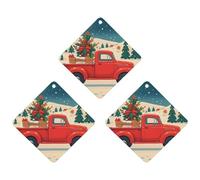 Red Truck Lot de 3 désodorisants de Noël à suspendre pour voiture, maison, bureau, style blanc
