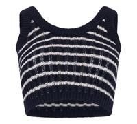 RED Valentino - Striped Short Top - Femme - Pulls - Bleu - Taille: 36 FR