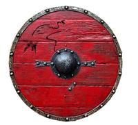 Red Viking Shield Ragnar Lothbrok Authentic Battleworn Wooden Shield for Adults/Kids Wooden Shield, Standard, Red, Default