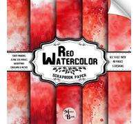 Red Watercolor Scrapbook Paper: Double Sided Sheets | for Wrapping, Collage, Card Making, and Various DIY Craft Projects | 8.5" x 8.5" (21.59 x 21.59 cm)