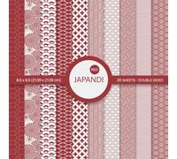 Red Wavy Japanese Geometric Scrapbook Paper: Japandi Style Pattern Craft Paper Pad for Scrapbooking | 20 Double Sided Sheets, 8.5x8.5 in