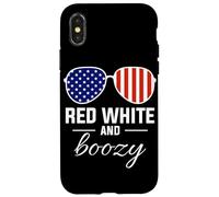 Red White and Boozy Funny USA Party Drinking Tee Coque pour iPhone X/XS