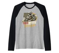 Red White and Brap Motocross USA Vintage Manche Raglan