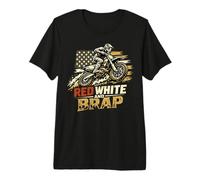 Red White and Brap Motocross USA Vintage T-Shirt Haut de Gamme