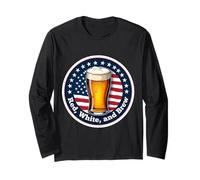 Red White And Brew American Patriot Beer Lover 4 juillet USA Manche Longue