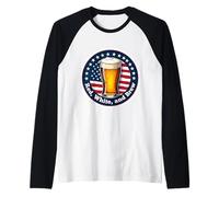 Red White And Brew American Patriot Beer Lover 4 juillet USA Manche Raglan