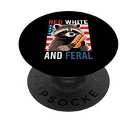 Red White and Feral Funny USA Chaos Party Shirt PopSockets PopGrip Adhésif