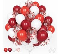 Red White Balloon, 60 Piece 12 Inch Matte White Red Confetti Latex Helium Balloon For Girl Woman Birthday Baby Shower Wedding Bridal Shower Graduation Party Decoration