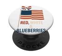 Red White Blueberries Rétro USA Ruban Jeu De Mots Myrtilles PopSockets PopGrip Adhésif