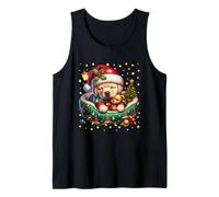 Red White Green Christmas Dog for Xmas Golden Retriever Mom Débardeur