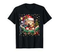 Red White Green Christmas Dog for Xmas Golden Retriever Mom T-Shirt