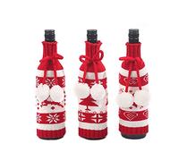 Red White Knitted Xmas Tree Snowflake Wine Bottle Cover Christmas Restaurant Party Noel Merry Christmas Decor for Home (Color : A Size