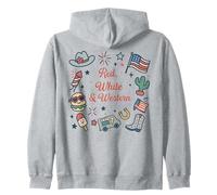 Red White Western Cowboy Kids Doodles Juillet 4th Cute American Sweat à Capuche