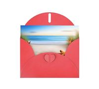 Red WHJSHOP Beach Carte de vœux Motif étoiles de mer et terres - Papier nacré haut de gamme avec effet nacré double face