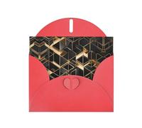 Red WHJSHOP Carte de vœux 2 impressions à carreaux noirs et dorés - Papier nacré haut de gamme double face effet perle Love Buckle Enveloppe en papier perlé