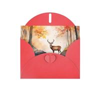 Red WHJSHOP Carte de vœux avec imprimé cerf - Papier nacré haut de gamme avec effet nacré double face
