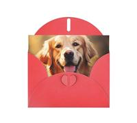 Red WHJSHOP Carte de vœux avec imprimé chien Golden retriever - Papier nacré double face haut de gamme effet perle avec boucle d'amour et enveloppe en papier nacré
