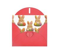 Red WHJSHOP Carte de vœux avec imprimé lapin floral - Papier nacré double face haut de gamme avec boucle d'amour et enveloppe en papier nacré