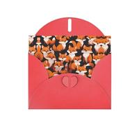 Red WHJSHOP Carte de vœux imprimée avec inscription « Lots of Cartoon Little Fox » - Papier nacré double face - Effet perle - Enveloppe en papier perlé