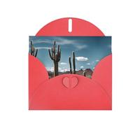 Red WHJSHOP Carte de vœux imprimée cactus - Papier nacré double face haut de gamme avec boucle d'amour et enveloppe en papier nacré