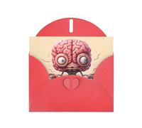Red WHJSHOP Carte de vœux imprimée cerveau humain - Papier nacré double face haut de gamme effet perle avec boucle d'amour et enveloppe en papier perlé