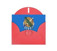 Red WHJSHOP Carte de vœux imprimée drapeau de l'État de l'Oklahoma - Papier nacré haut de gamme avec effet nacré double face