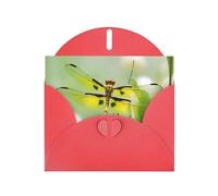 Red WHJSHOP Carte de vœux imprimée libellule jaune - Papier nacré haut de gamme avec effet nacré double face