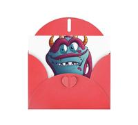 Red WHJSHOP Carte de vœux imprimée monstre de dessin animé - Papier nacré double face haut de gamme effet perle avec boucle d'amour et enveloppe en papier nacré