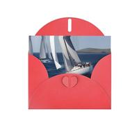 Red WHJSHOP Carte de vœux imprimée océan - Papier nacré double face haut de gamme avec boucle d'amour et enveloppe en papier nacré