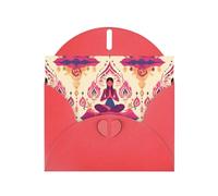 Red WHJSHOP Carte de vœux imprimée yoga méditation - Papier nacré haut de gamme double face effet perle avec boucle d'amour et enveloppe en papier nacré