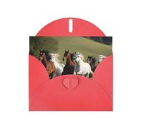 Red WHJSHOP Carte de vœux Motif chevaux au galop - Papier nacré double face haut de gamme Effet nacré Love Buckle Enveloppe en papier nacré