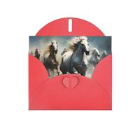 Red WHJSHOP Carte de vœux Motif chevaux qui courent sauvage dans la rivière - Papier nacré haut de gamme avec effet nacré double face