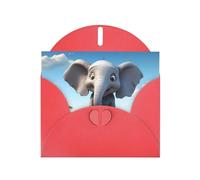 Red WHJSHOP Carte de vœux Motif éléphant de dessin animé - Papier nacré haut de gamme avec effet nacré double face