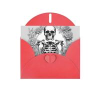 Red WHJSHOP Carte de vœux Motif fille Goth Beauty Girl - Papier nacré double face haut de gamme Effet perle Love Buckle Enveloppe en papier perlé