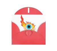 Red WHJSHOP Carte de vœux Motif globe oculaire brûlant sur la paume - Papier nacré haut de gamme double face effet nacré avec boucle d'amour et enveloppe en papier nacré
