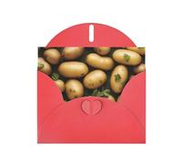 Red WHJSHOP Carte de vœux Motif pommes de terre du jardin - Papier nacré double face haut de gamme Effet perle Love Buckle Enveloppe en papier perlé
