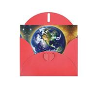 Red WHJSHOP Carte de vœux Motif Terre cosmique - Papier nacré double face haut de gamme Effet perle Love Buckle Enveloppe en papier perlé