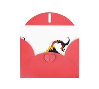 Red WHJSHOP Fire Dragon under the volcano Prints Carte de vœux - Papier nacré haut de gamme double face effet nacré avec boucle d'amour et enveloppe en papier nacré