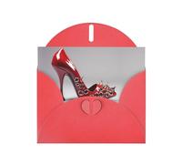 Red WHJSHOP Lips Carte de vœux imprimée talons hauts de gamme Papier nacré double face Effet perle Love Buckle Enveloppe en papier nacré