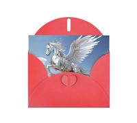 Red WHJSHOP Pegasus Prints Carte de vœux en papier nacré double face avec boucle d'amour et enveloppe en papier nacré