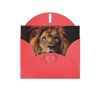 Red WHJSHOP The Lion's Gaze Prints Carte de vœux - Papier nacré double face haut de gamme Effet perle Love Buckle Enveloppe en papier nacré