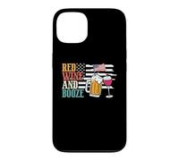 Red Wine and Booze Drink Beer American Flag 4th of July Coque pour iPhone 13